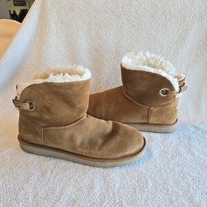 Koolaburra by UGG Remley Mini Suede Boot Brown Faux Fur Lined Women's Size 11